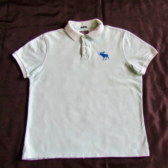 Abercrombie & Fitch Mens Muscle Polo Light Blue Shirt Short Sleeves Size XL - Picture 1 of 6